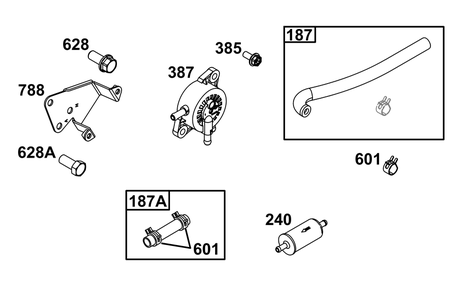 Fuel Supply Group Diagram and Parts List for 305447-0339-B5 200000 - 399999 Briggs and Stratton Engine